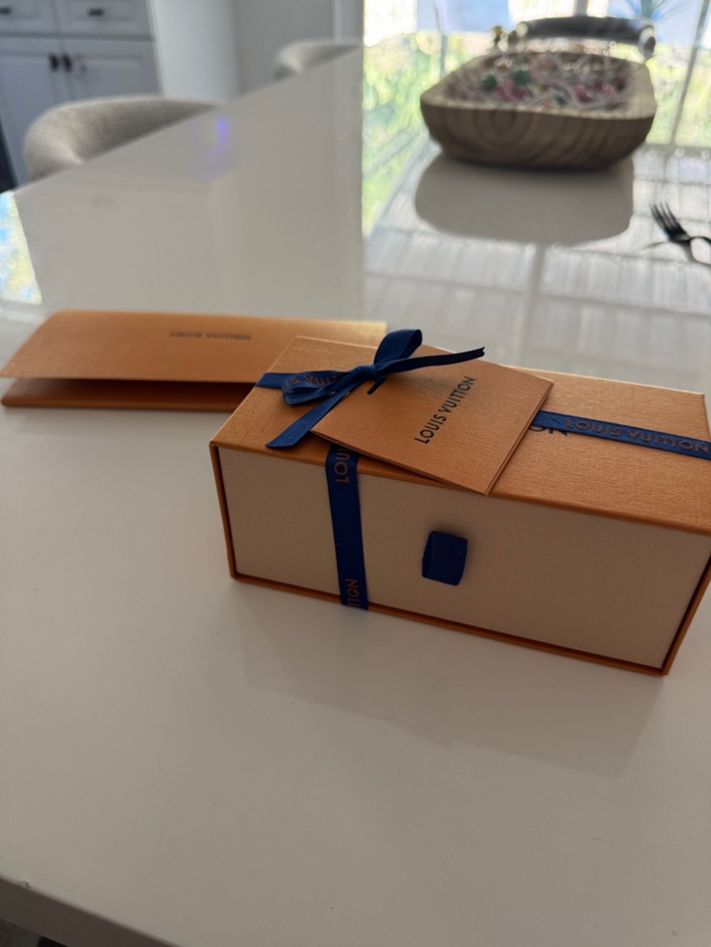Louis Vuitton Orange Box with Blue Ribbon Set